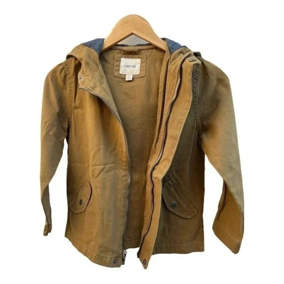 Cherokee Casual Jacket Boys Size Small S/P with Hood Pockets Full Zipper‎ Tan​​​ - Picture 3 of 8